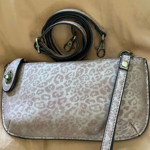 Joy Susan Crossbody leopard wristlet clutch